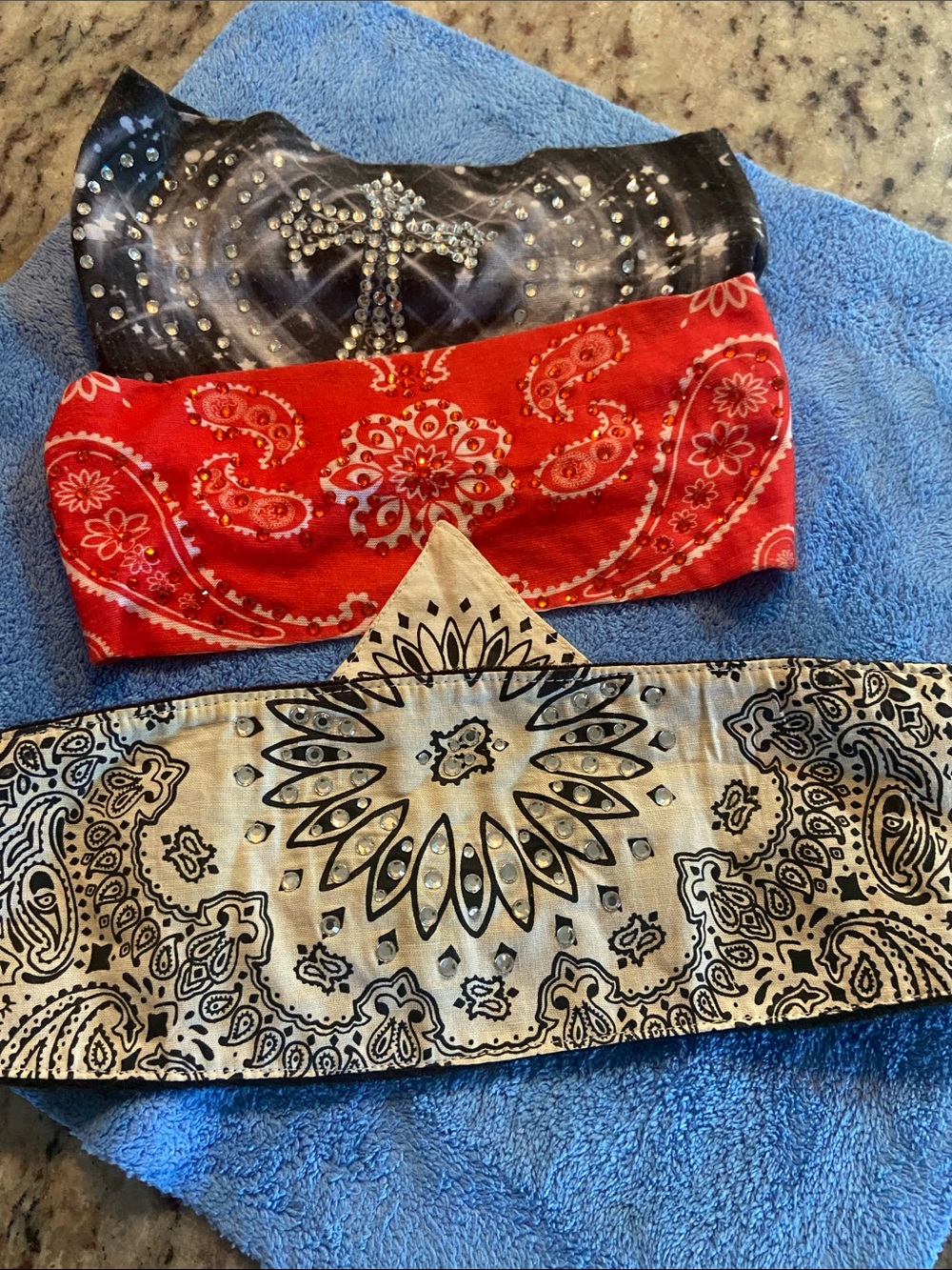 Stylish Women's Bandana Headbands - Red, Black & Cream Pack